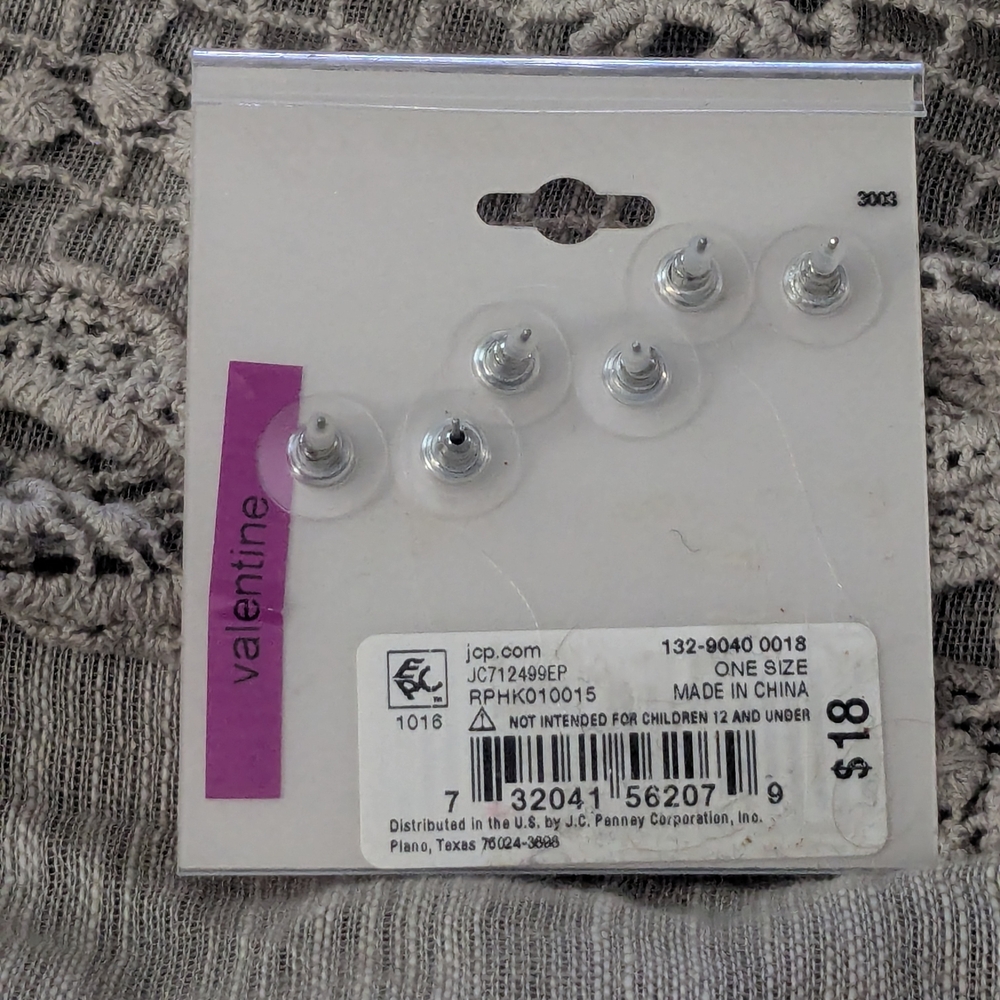 Heart-Shaped Silver and Pink Earrings - Picture 3 of 3